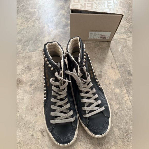 NIB Golden Goose Black High-Top Sneakers with studs SIZE 40 - Picture 1 of 4